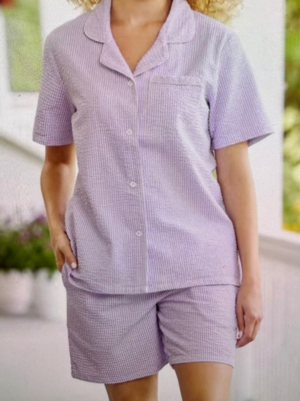 Vermont Country Store Classic Seersucker Short Cotton Pajama Set XL